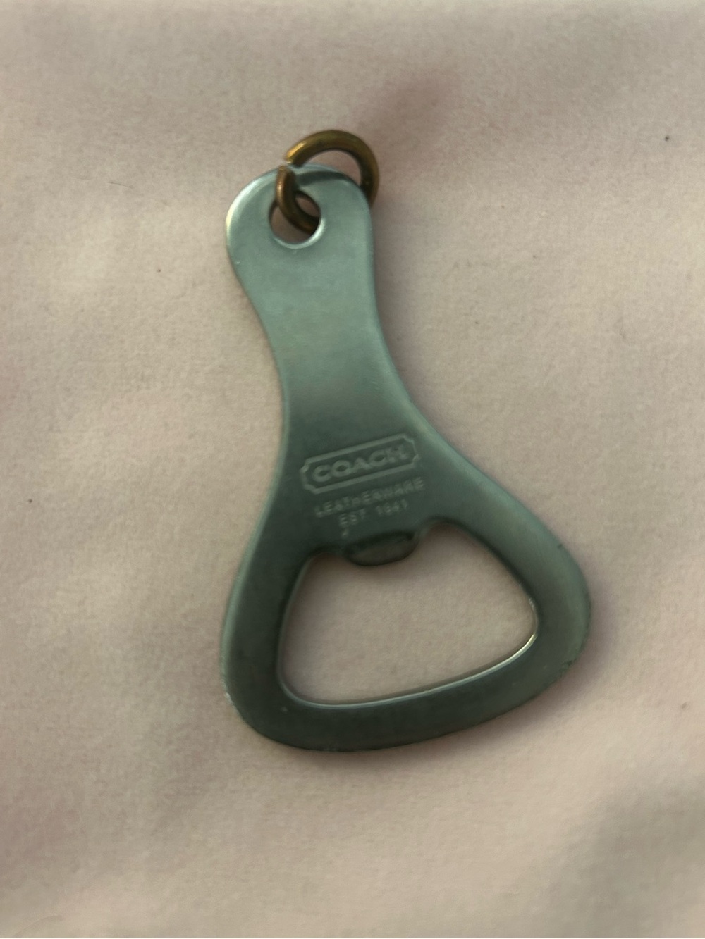 COACH Vintage FS7289 Brushed Nickel Bottle Opener Keychain Key Fob Rare